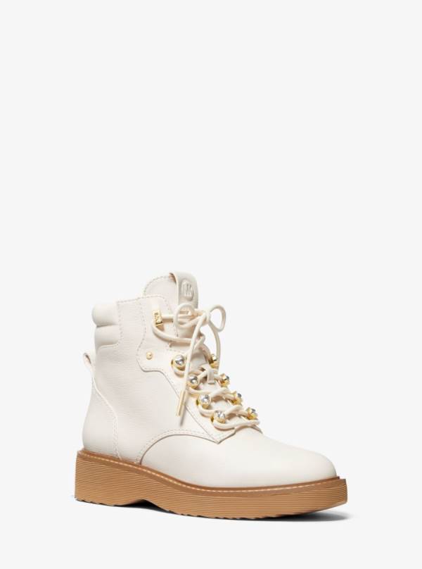 Damske Clenkove Cizmy Michael Kors Trudy Embellished Leather Krém - Topanky Michael Kors Levně | UMRVP-8723